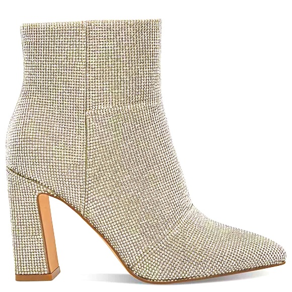 MADDEN GIRL EUC Crystal encrusted “Bonnie” Pointed-Toe Block heel Bootie size 10 - Picture 2 of 4